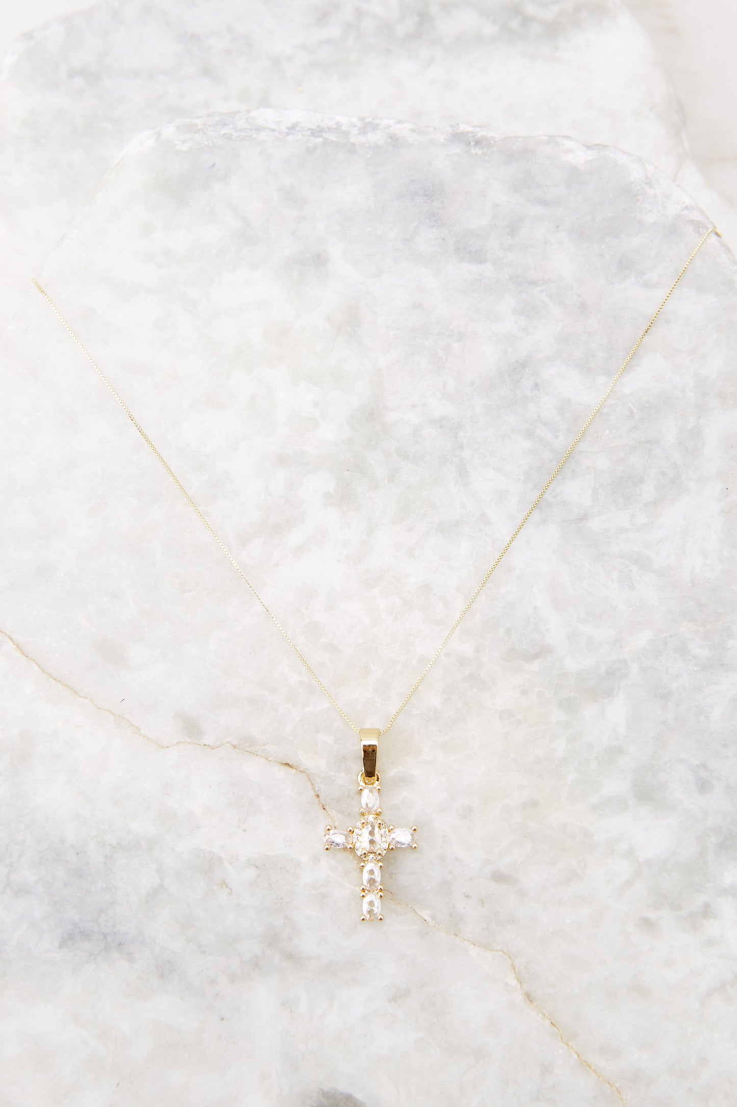 Eternity White Cross Necklace