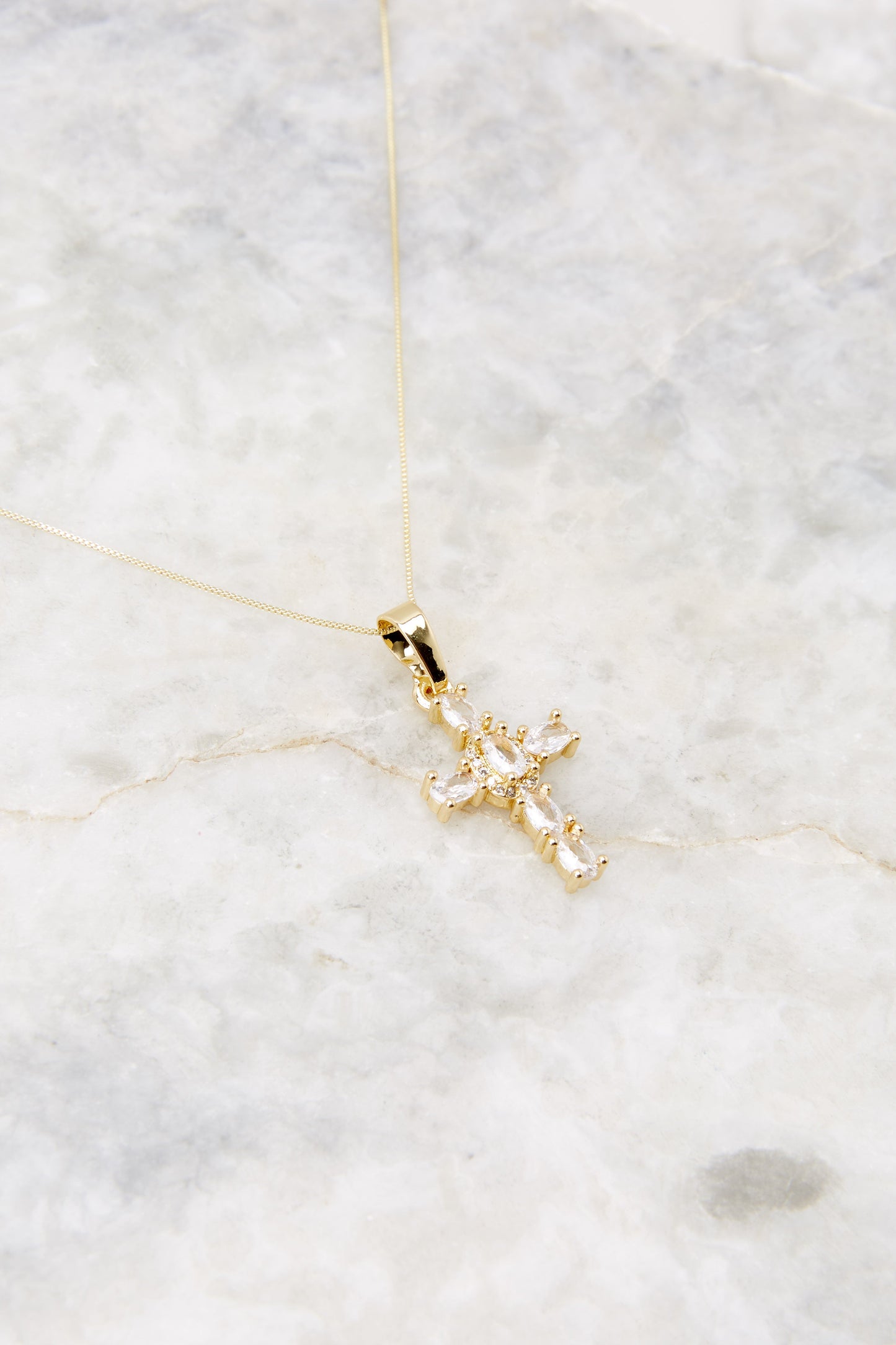 Eternity White Cross Necklace