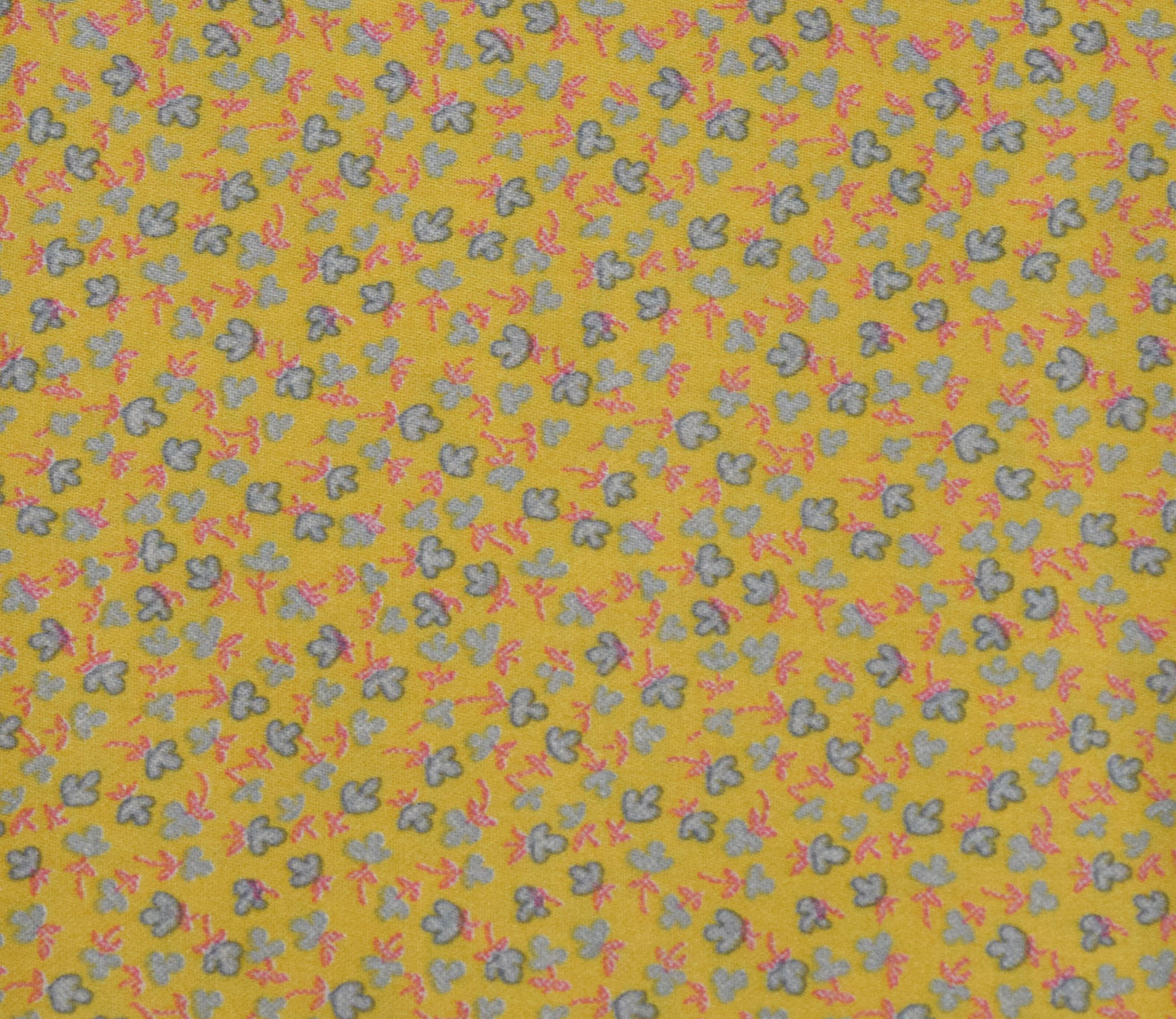 Small Floral Pattern Screen Printed Cotton Satin Fabric Available in Orange , Pink , Blue and Yellow