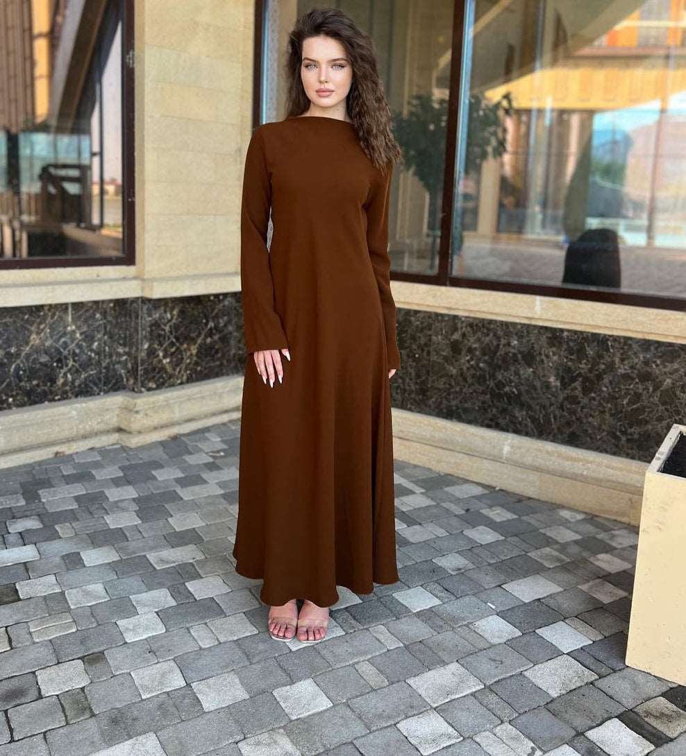 Vesta Solid Chocolate Brown Crepe Maxi