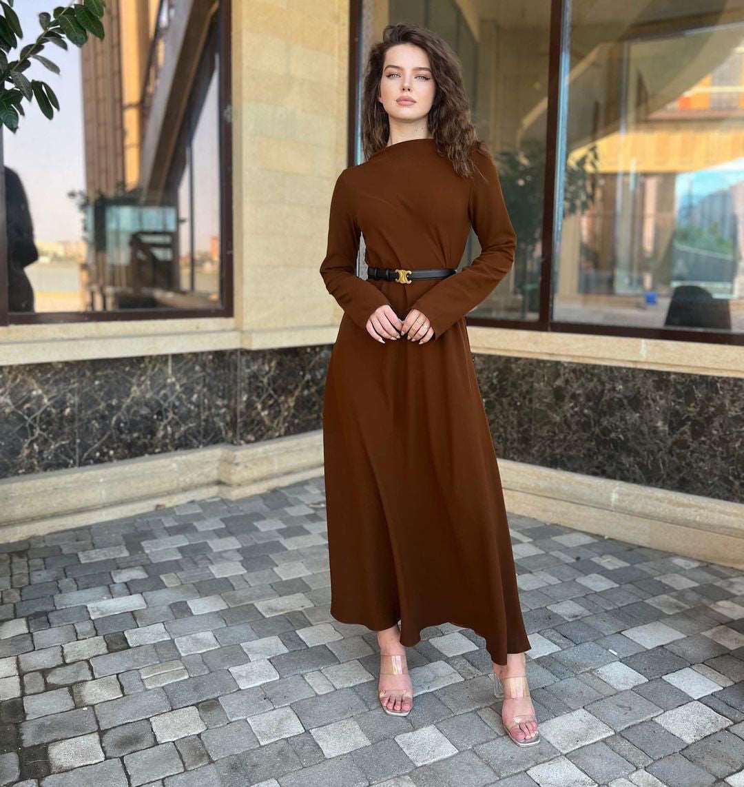 Vesta Solid Chocolate Brown Crepe Maxi