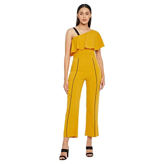 PANIT Mustard Brown Basic Jumpsuit with Ruffles