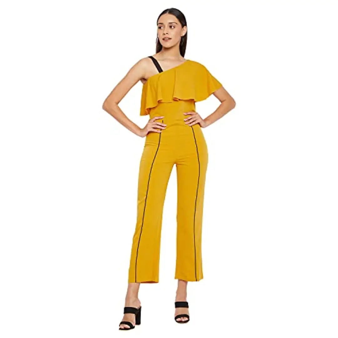 PANIT Mustard Brown Basic Jumpsuit with Ruffles