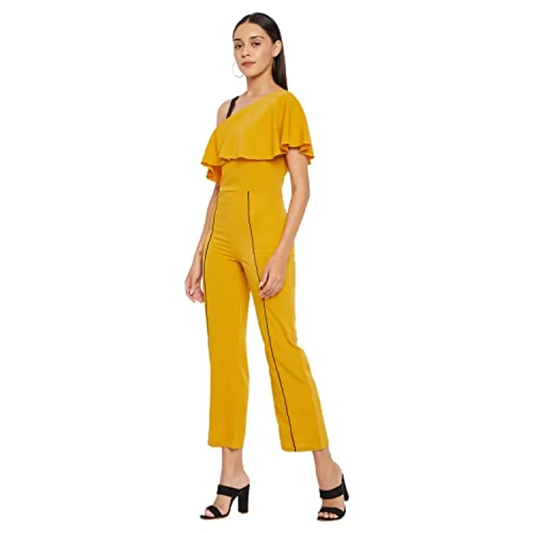PANIT Mustard Brown Basic Jumpsuit with Ruffles