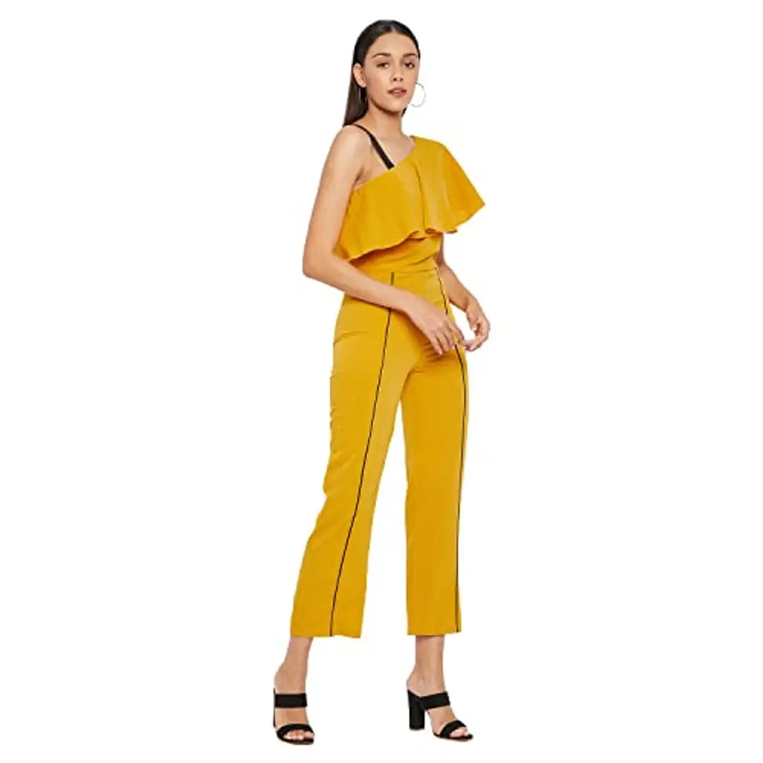 PANIT Mustard Brown Basic Jumpsuit with Ruffles