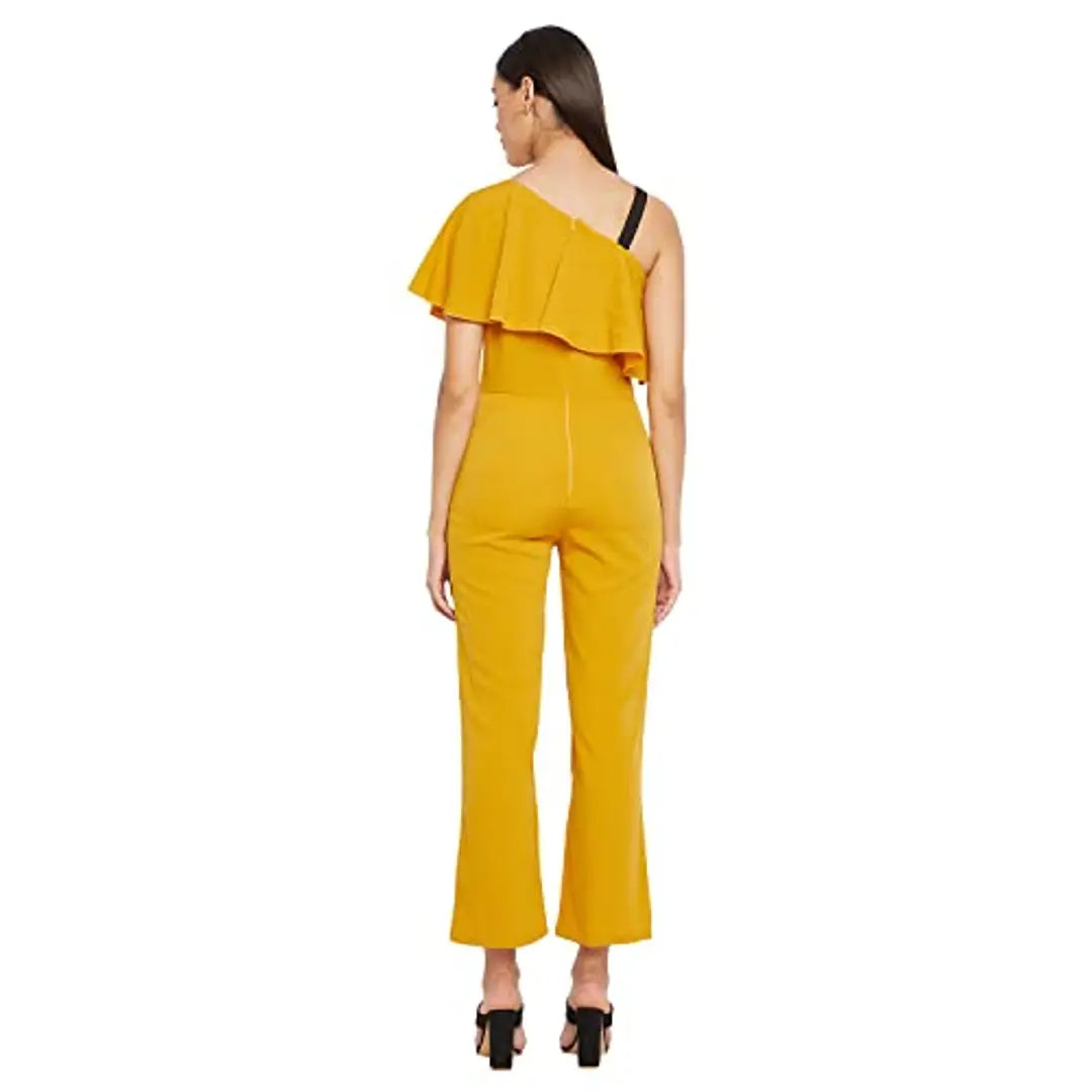 PANIT Mustard Brown Basic Jumpsuit with Ruffles
