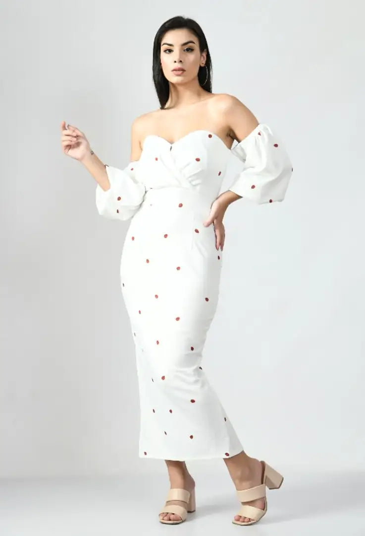 Off Shoulder Dotted Dress