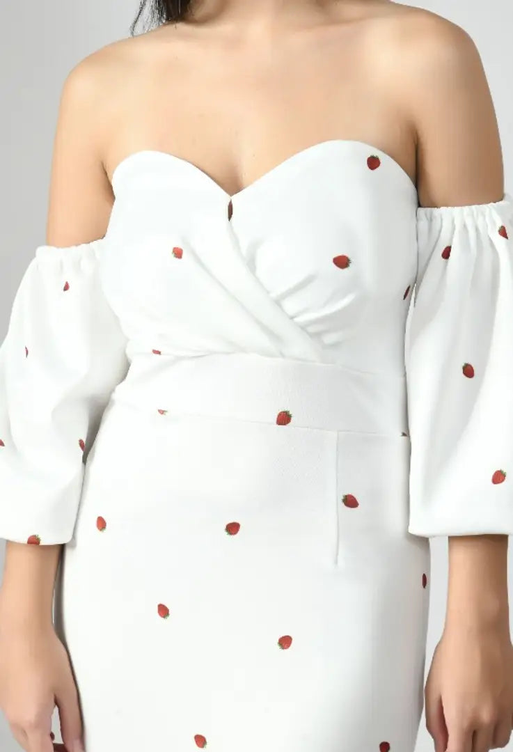 Off Shoulder Dotted Dress