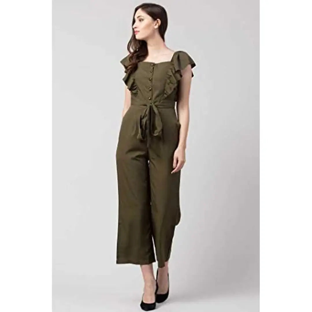 Fashion Fly Women's Knee Length Jumpsuit Maxi Sleeveless Crepe A-Line Dress