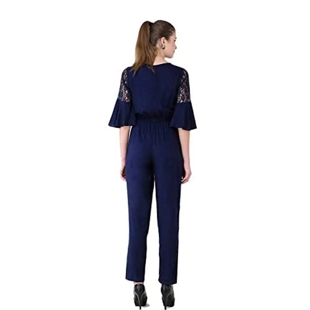 V&M Blue Rayon 3/4 Bell Sleeve Elasticated Waist with Pockets for Women