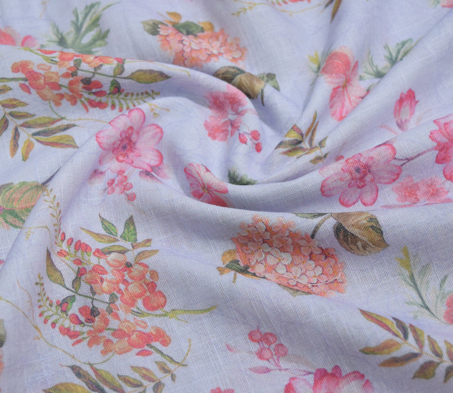 Floral Pattern Digital Printed Cotton Slub Fabric Available in Yellow , Cream , Green and Lilac