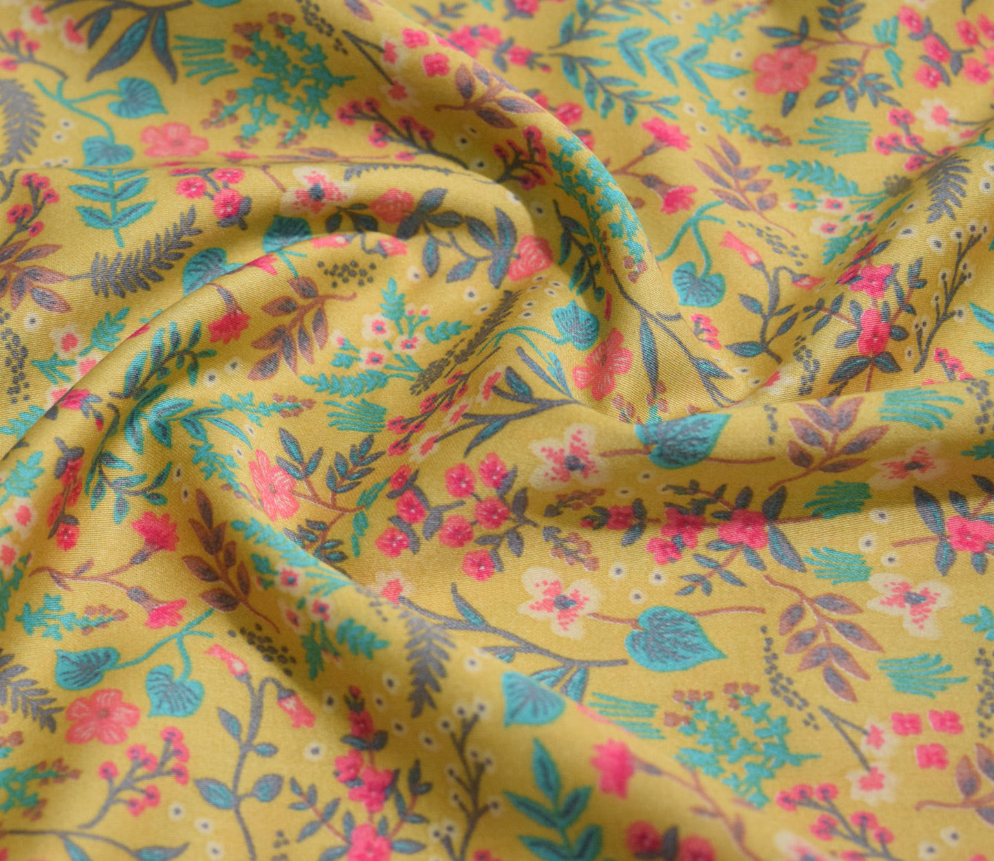 Leaf Pattern Screen Printed Cotton Satin Available in Yellow , Beige, Grey and Green