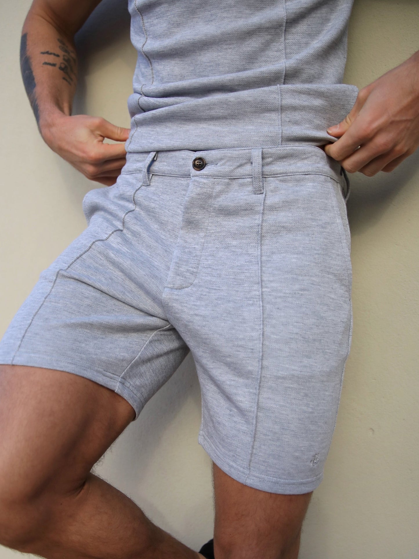 Amezri Seamline Shorts - Light Grey