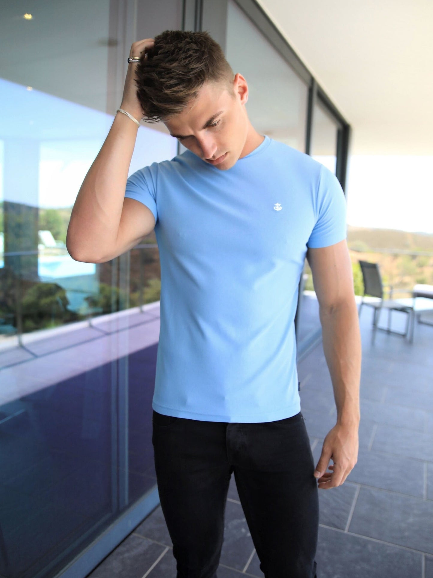 Eli Textured T-Shirt - Light Blue