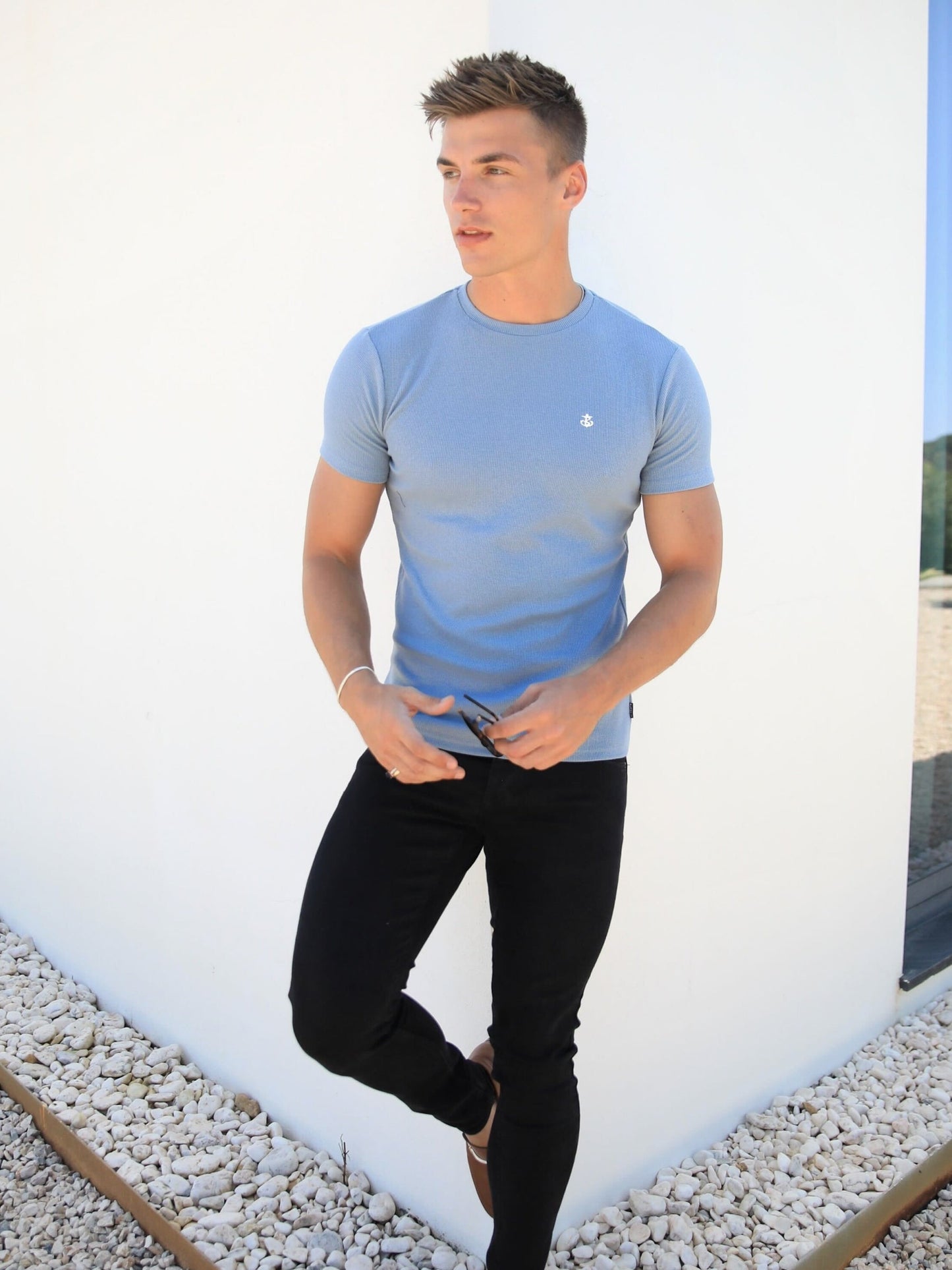 Eli Textured T-Shirt - Light Blue