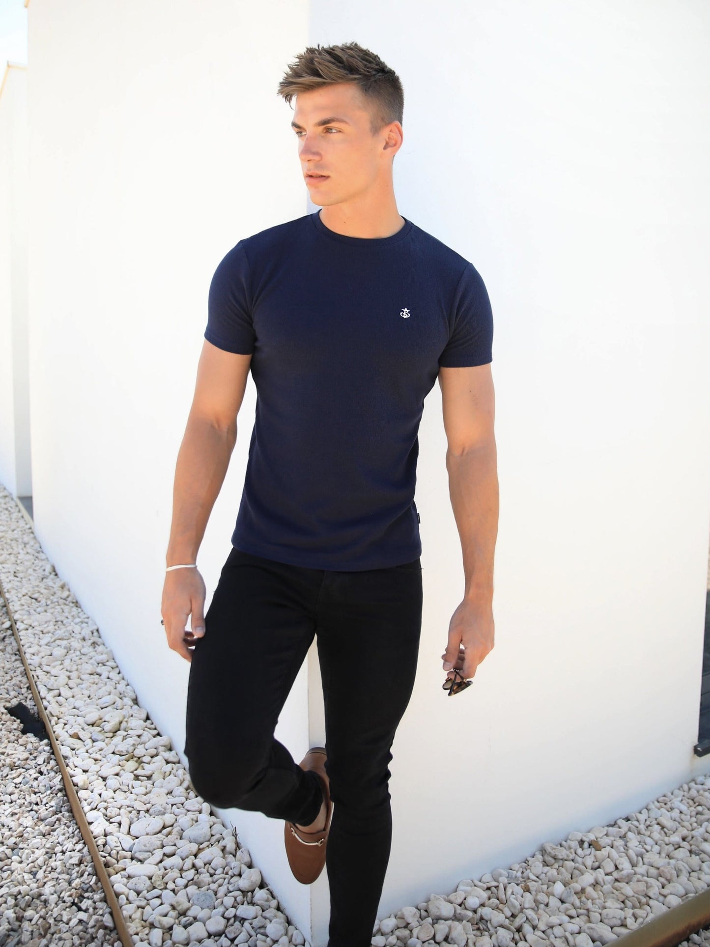 Eli Textured T-Shirt - Navy