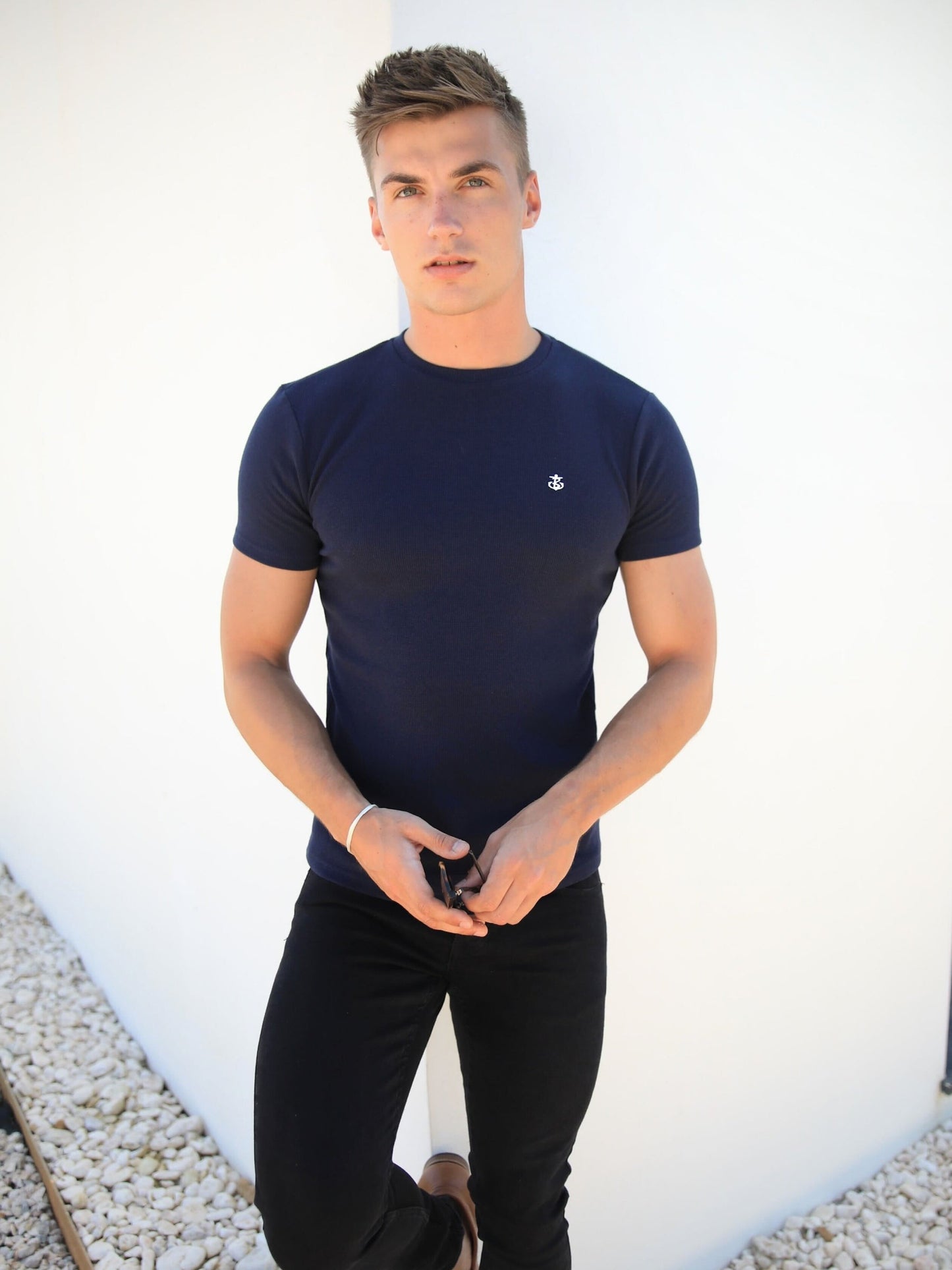 Eli Textured T-Shirt - Navy