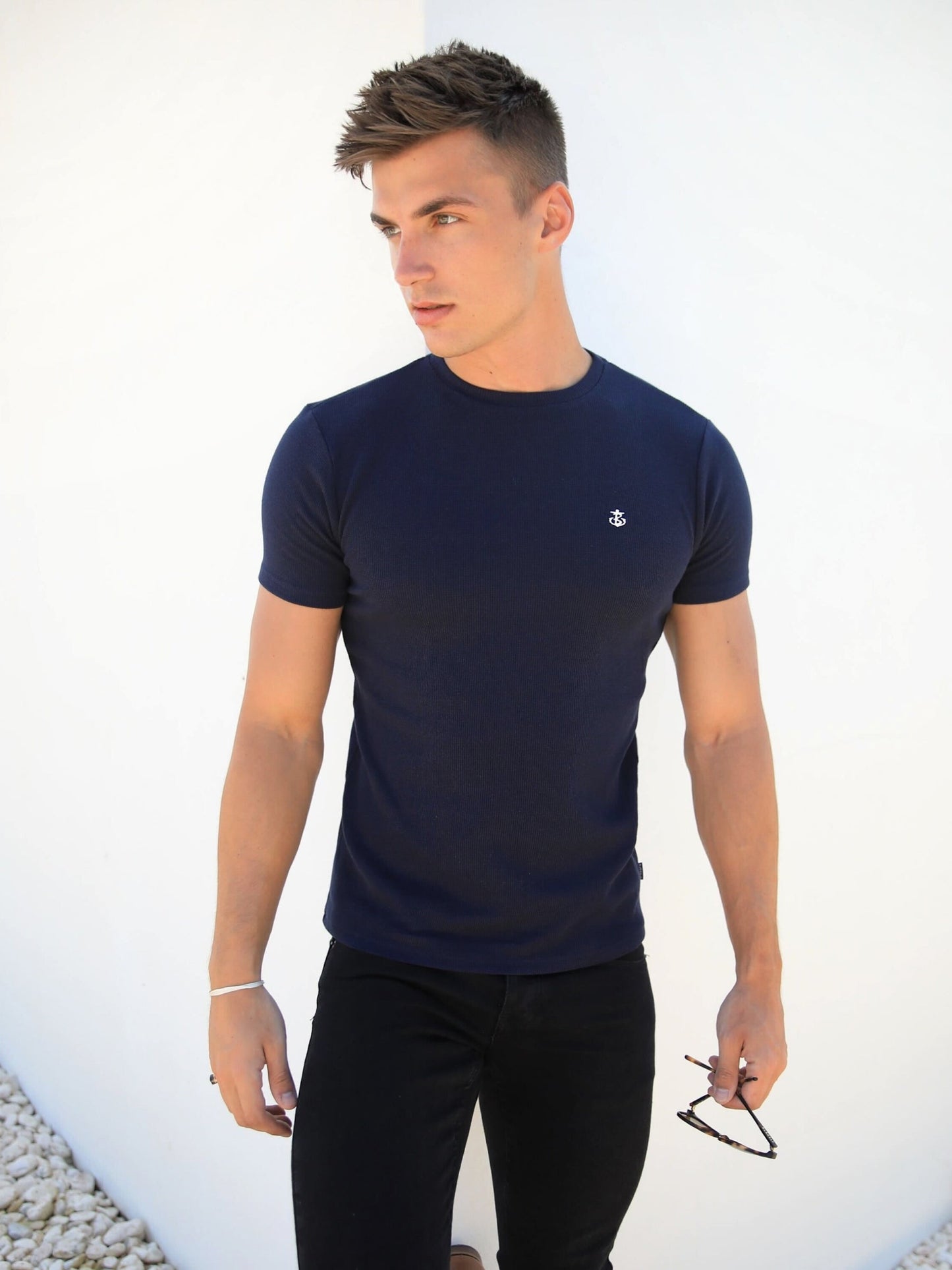 Eli Textured T-Shirt - Navy