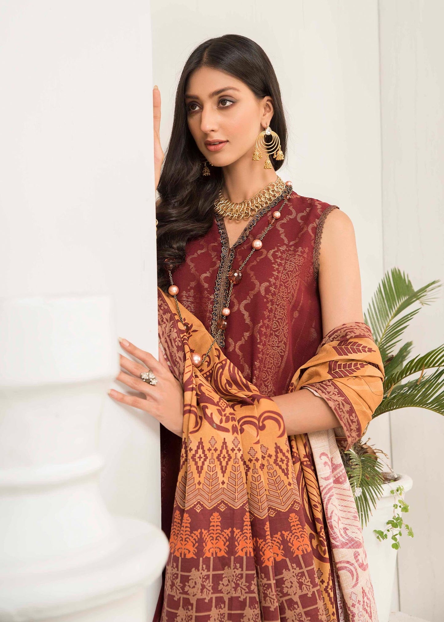 Jacquard - BURGUNDY TWIST Dyed Khaddar Jacquard