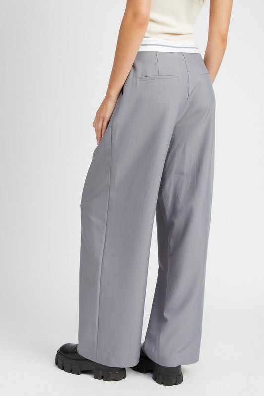 Reverse waist band tailored pants