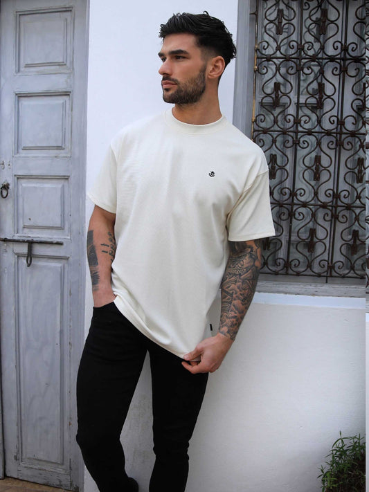 Ceuta Textured Oversized T-Shirt - Off White
