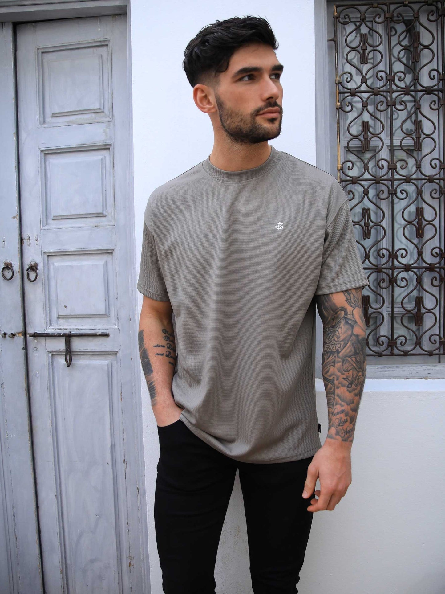 Ceuta Textured Oversized T-Shirt - Pale Concrete