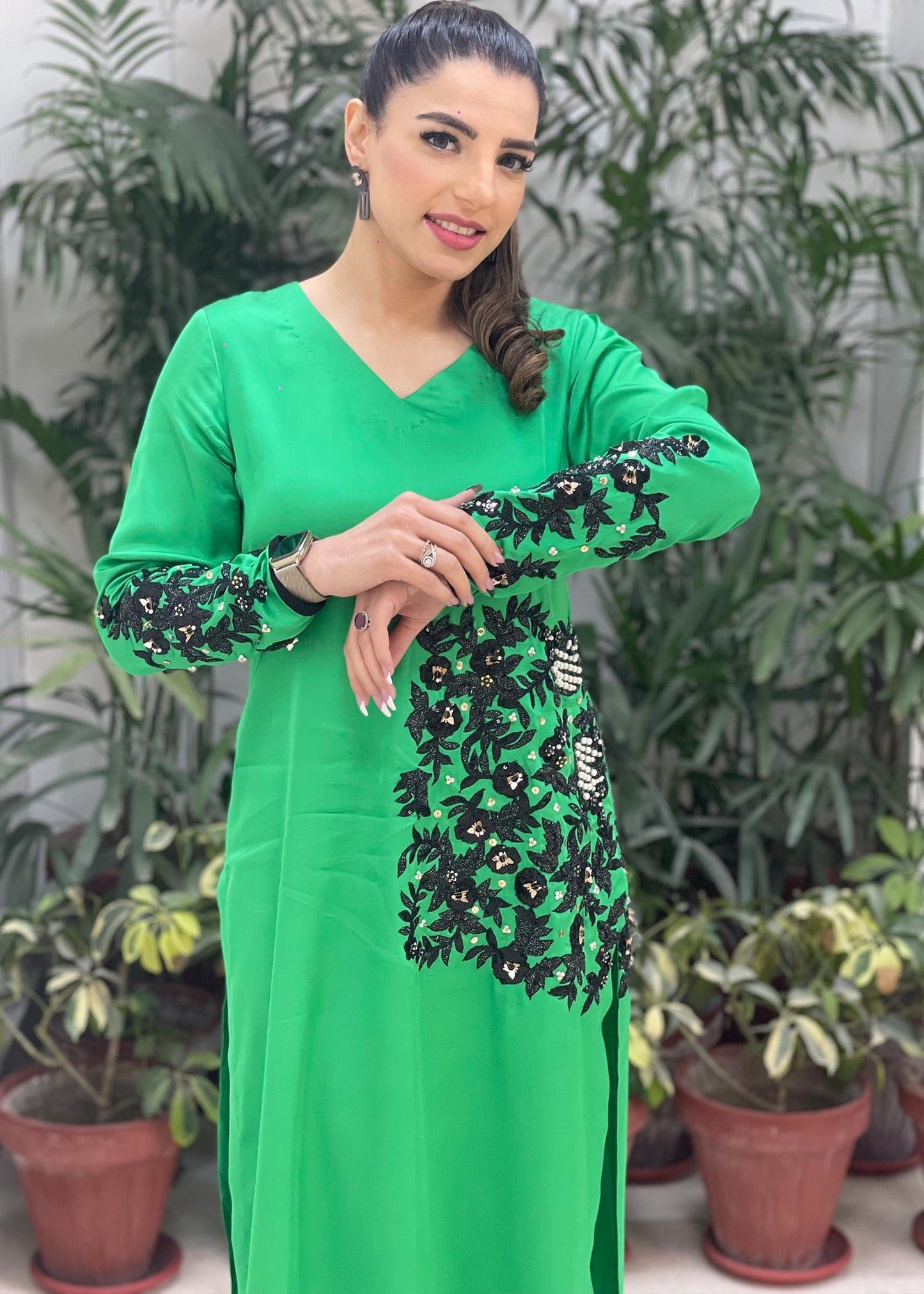 Ainee Faisal - Green Silk Circles - AF 343