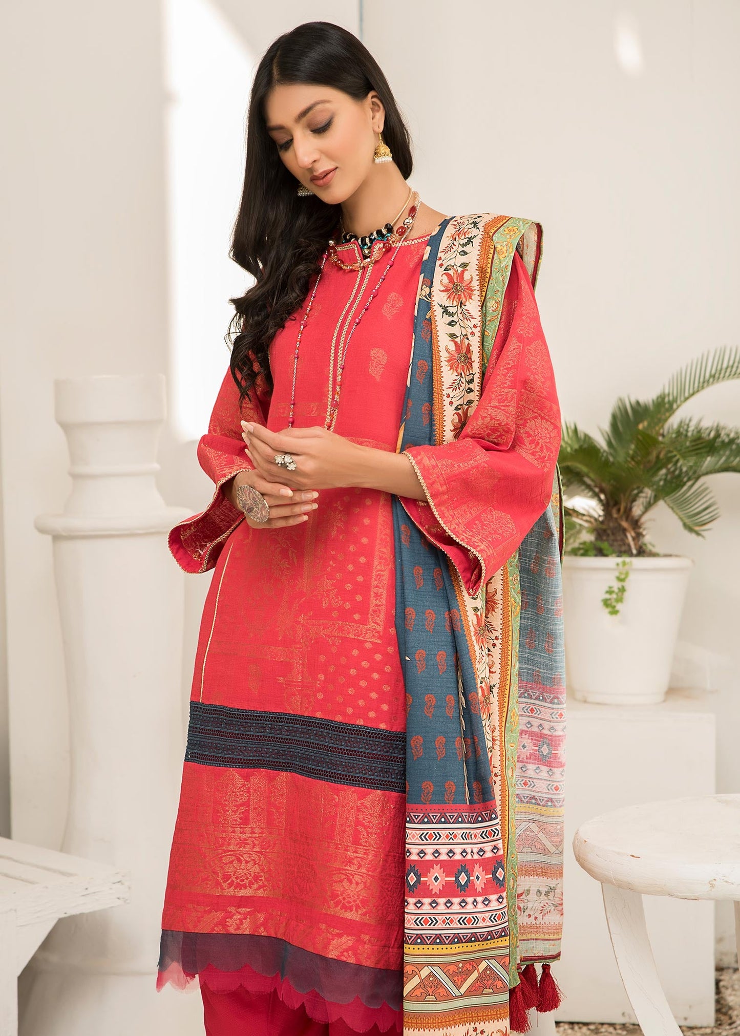 Jacquard - RED PASSION Dyed Khaddar Jacquard