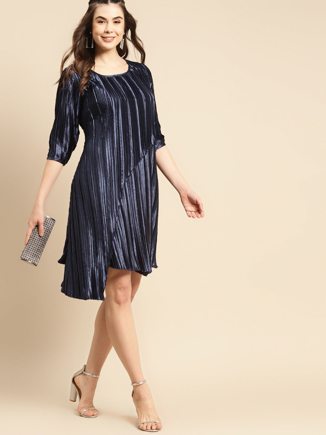 Flared asymmetric overlap dress