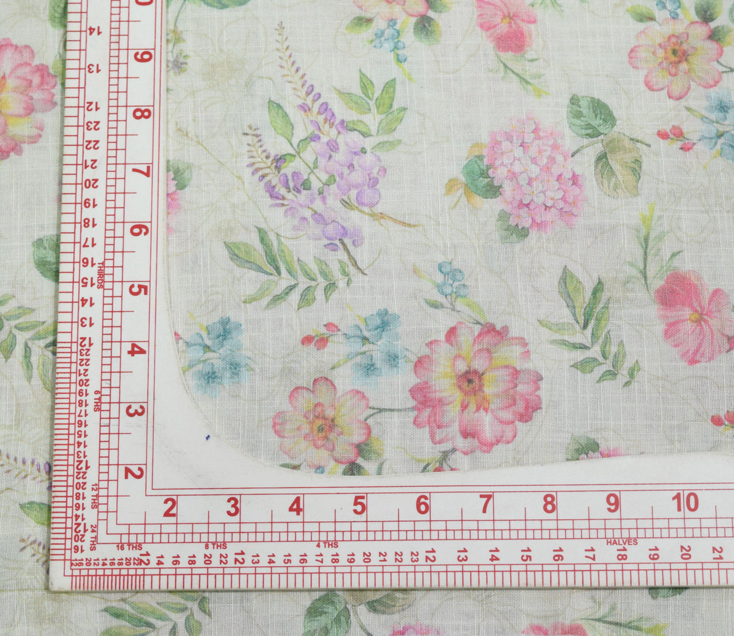 Floral Pattern Digital Printed Cotton Slub Fabric Available in Yellow , Cream , Green and Lilac