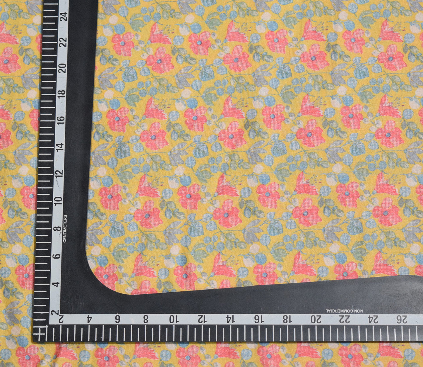 Floral Pattern Screen Printed Cotton Satin Fabric Available in Blue , Yellow, Peach and Grey