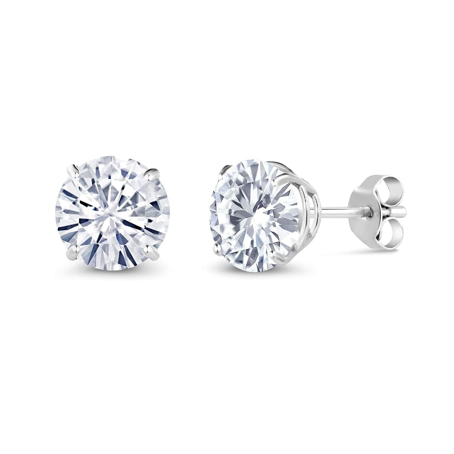 2.00 CTW Forever Classic Earrings Set in 14k White Gold, Created Moissanite