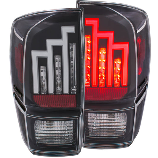 ANZO 2016-2021 Toyota Tacoma LED Taillights Black Fiber Optic