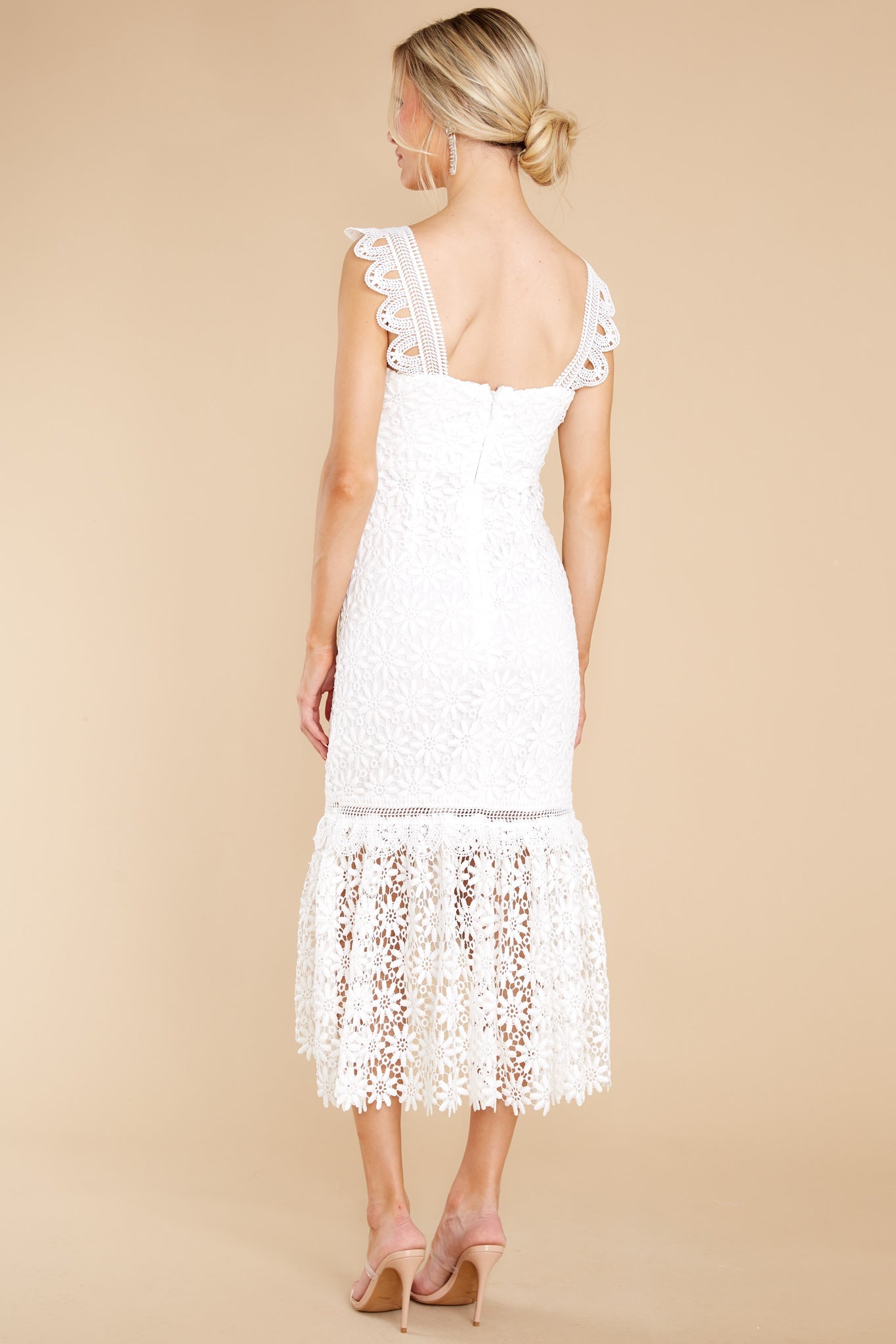 Vintage Beauty White Lace Midi Dress