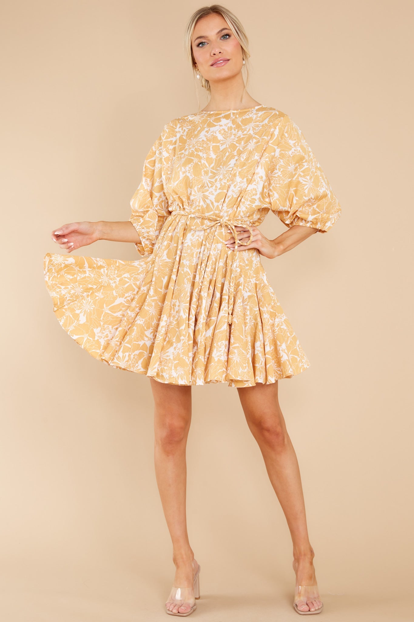 Fields Of Happy White And Yellow Floral Print Dress