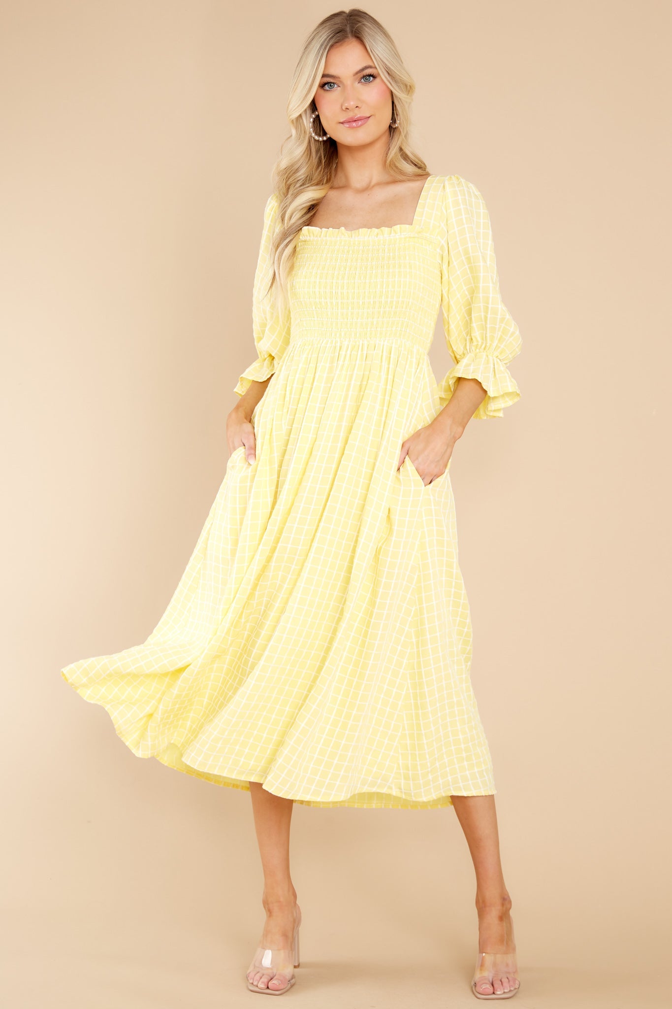 Someone Special Yellow Print Midi Dress