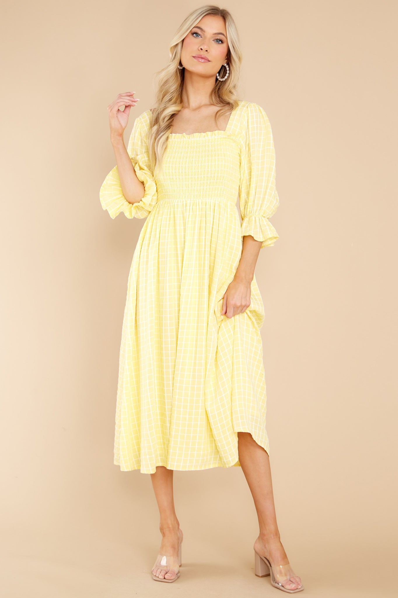 Someone Special Yellow Print Midi Dress