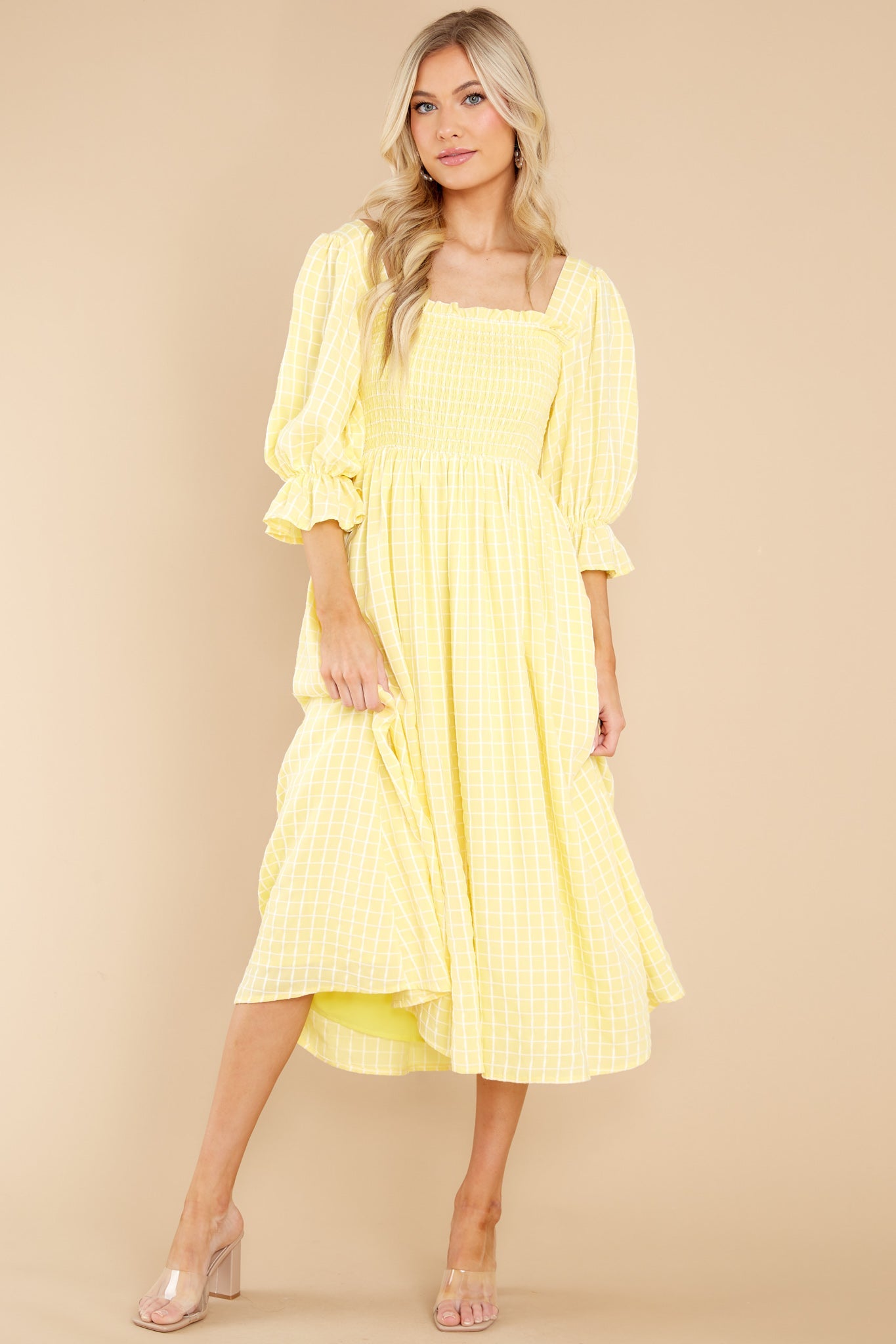 Someone Special Yellow Print Midi Dress