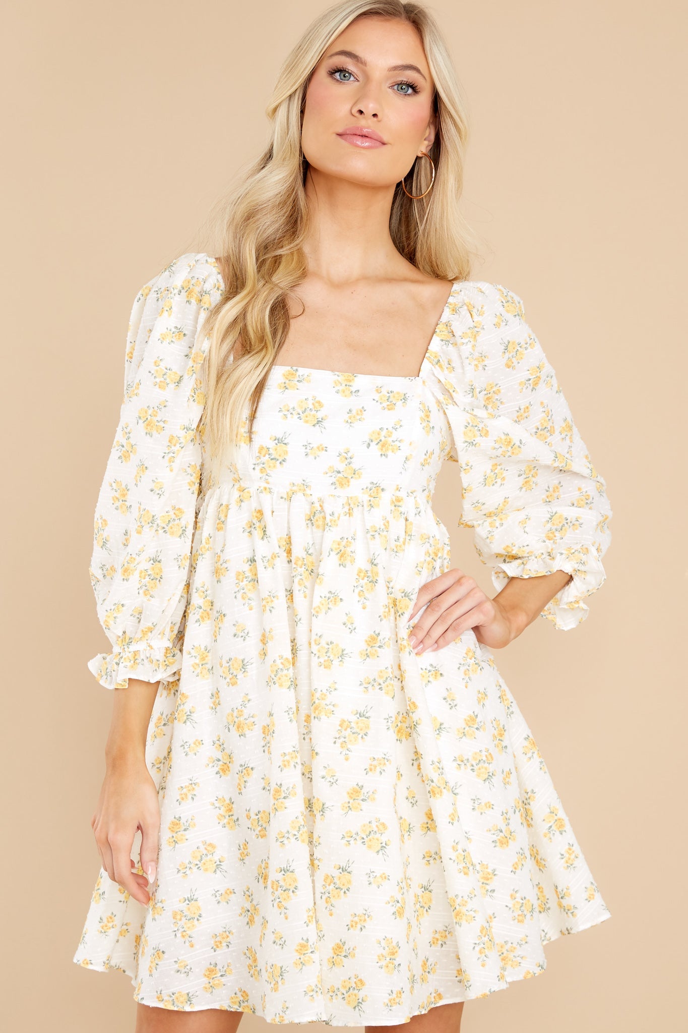 Something's Getting Started Yellow Floral Print Dress