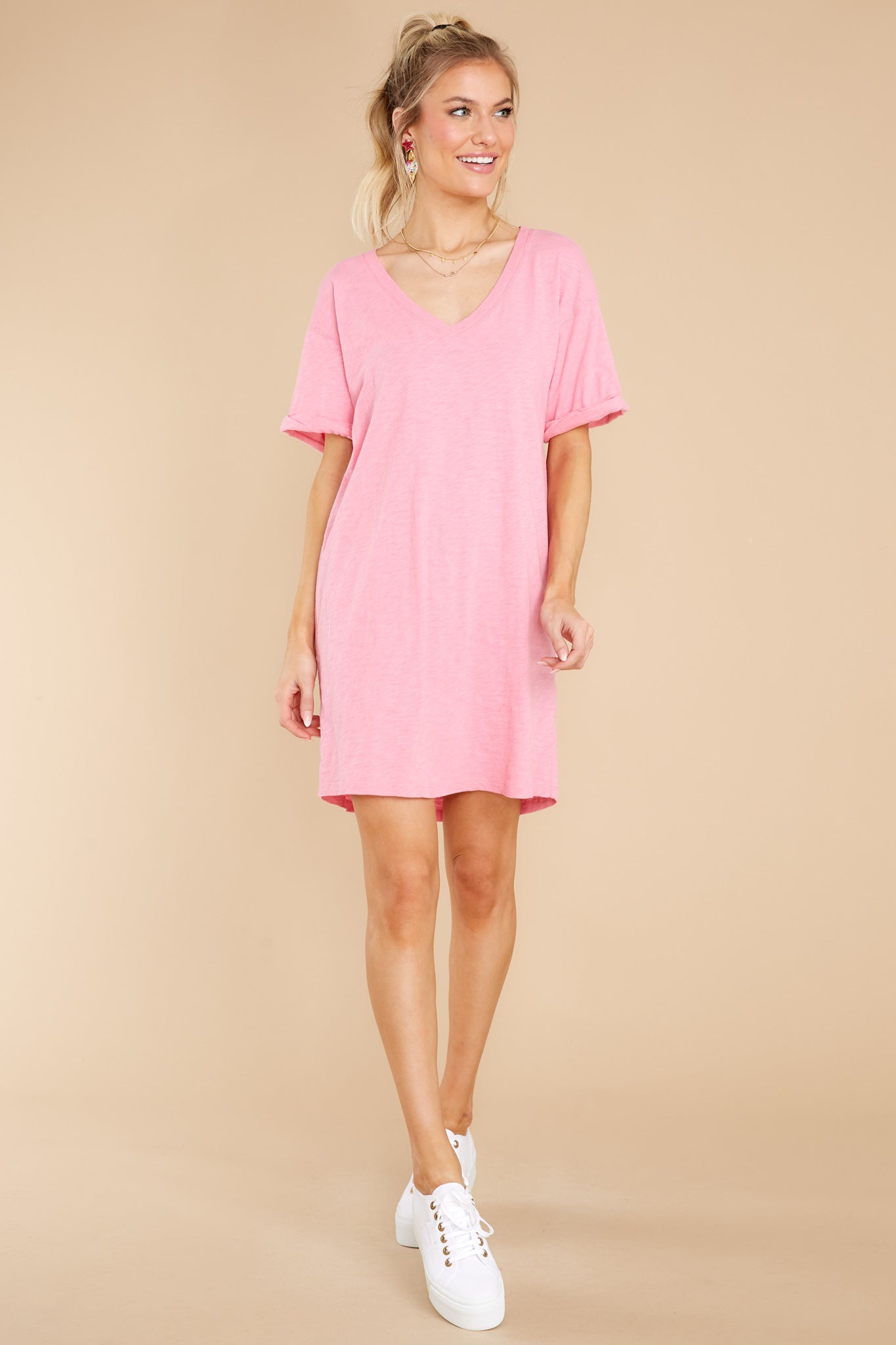 Flamingo V-Neck T-Shirt Dress