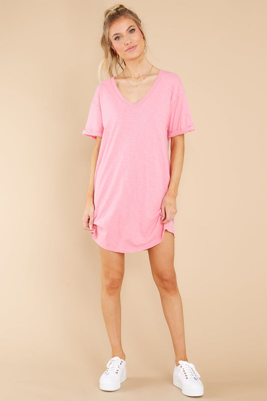 Flamingo V-Neck T-Shirt Dress