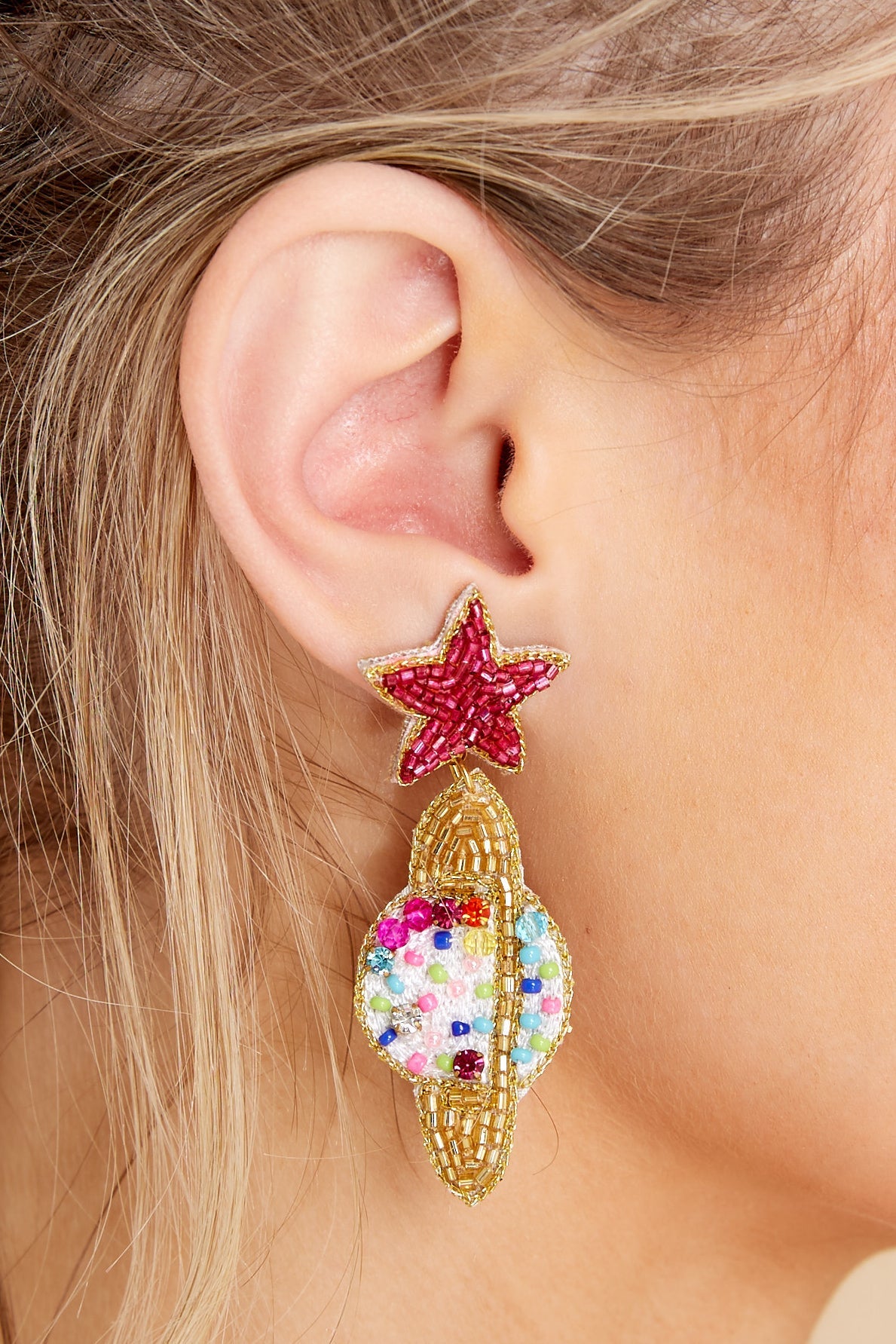 I Need Space Gold Beaded Earrings