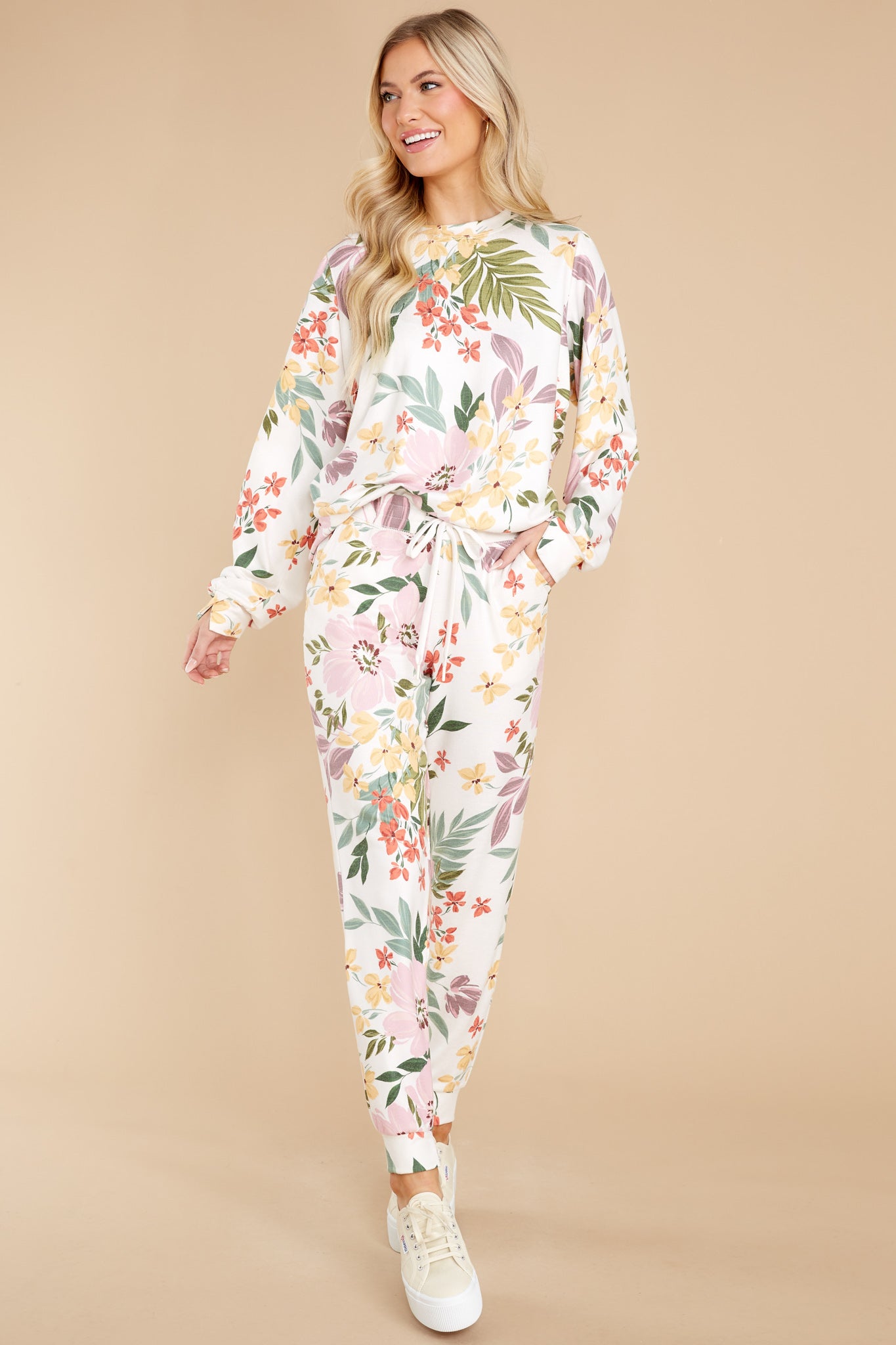 Bed Of Flowers Ivory Floral Print Top