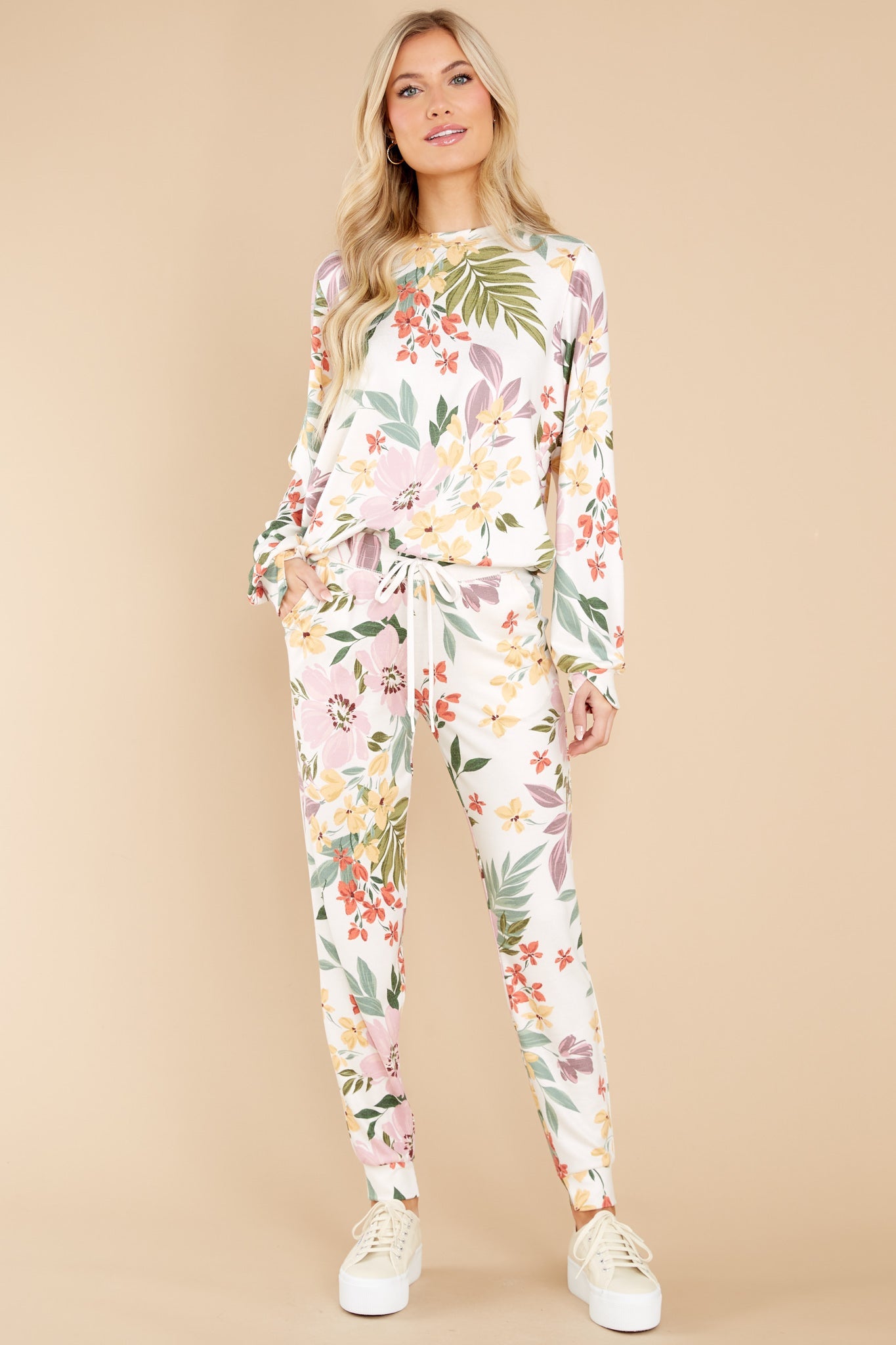Bed Of Flowers Ivory Floral Print Top