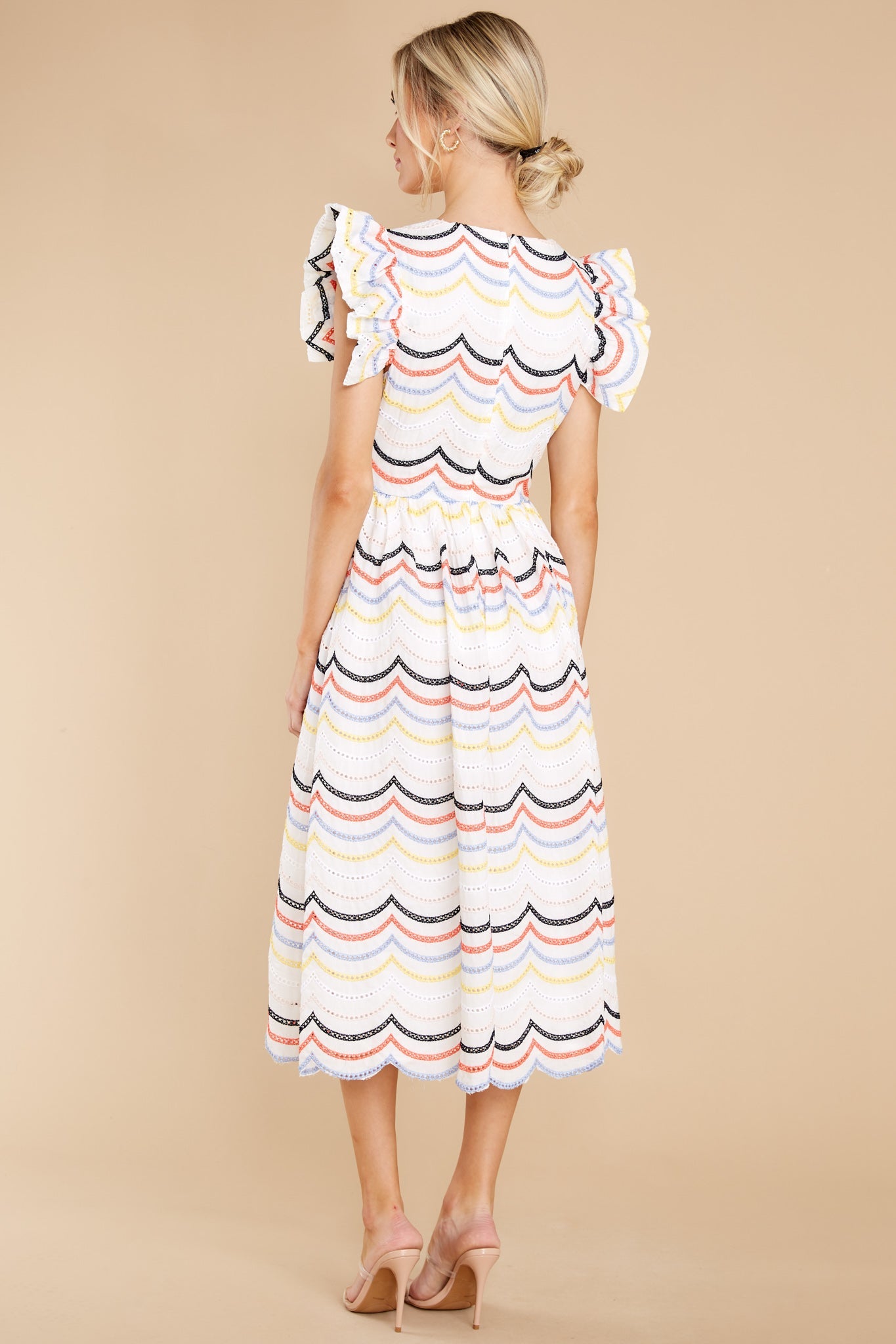 Lady In Love White Multi Eyelet Midi Dress