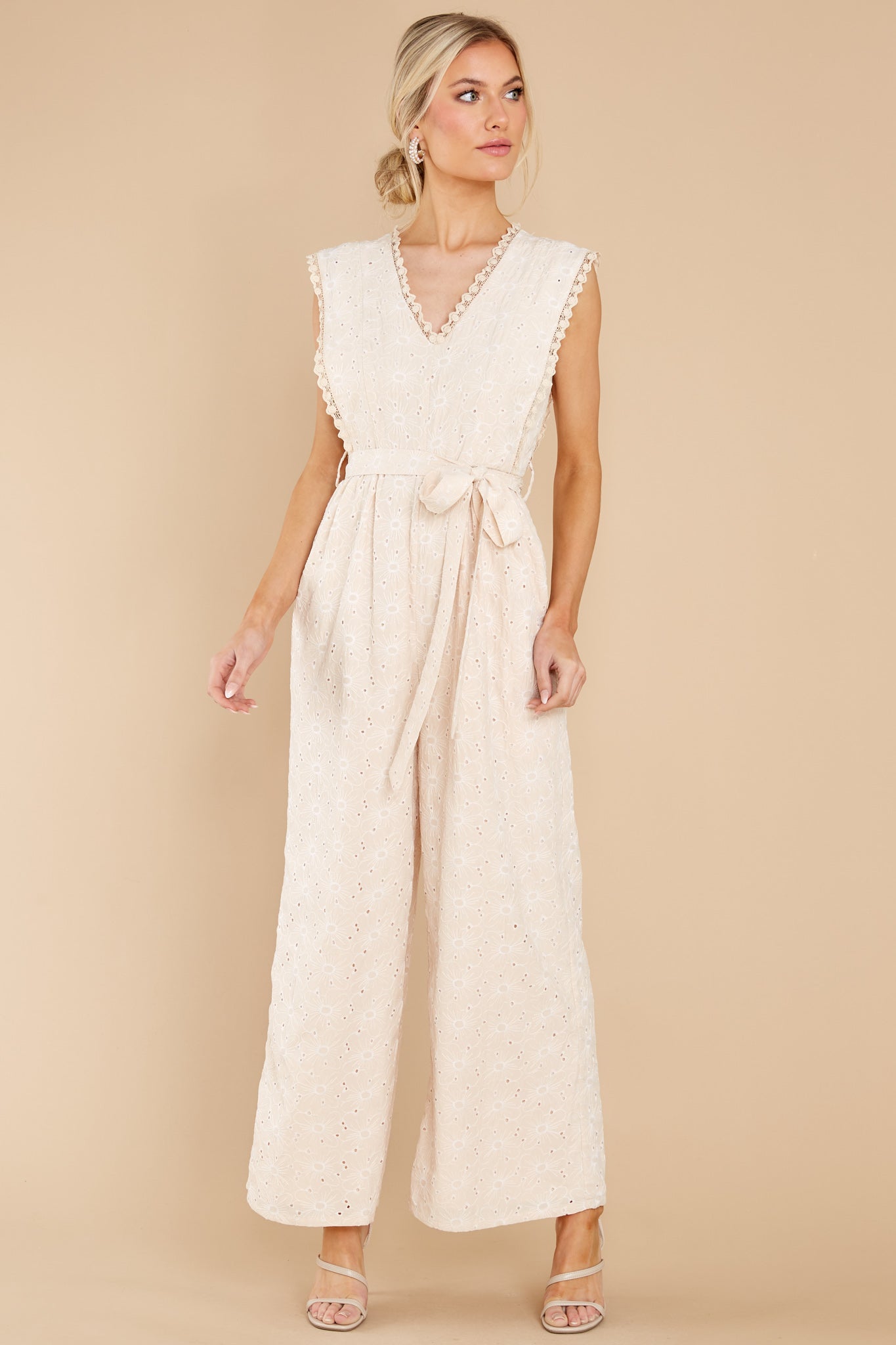 Whisper Of The Heart Natural Eyelet Jumpsuit