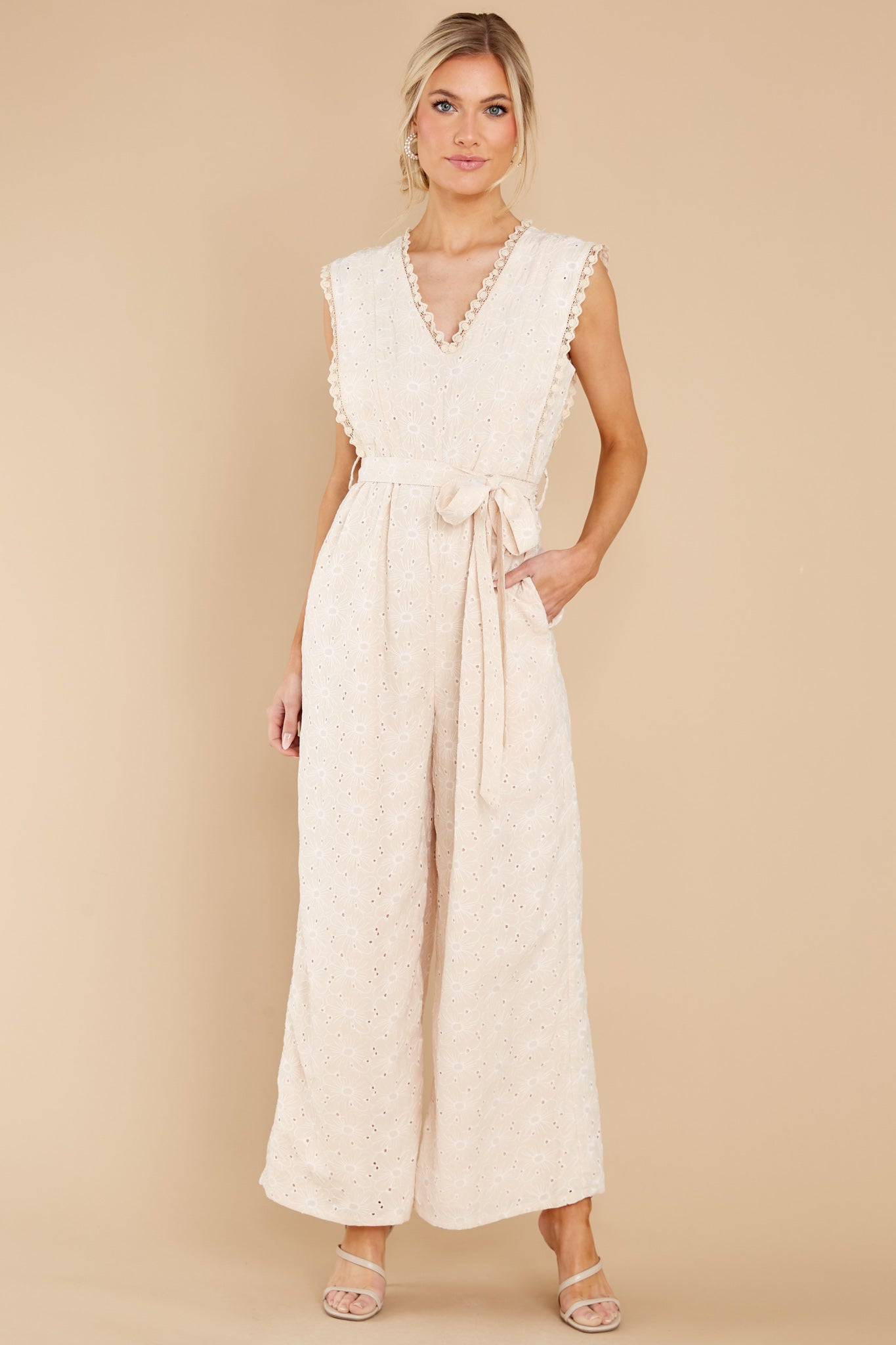 Whisper Of The Heart Natural Eyelet Jumpsuit