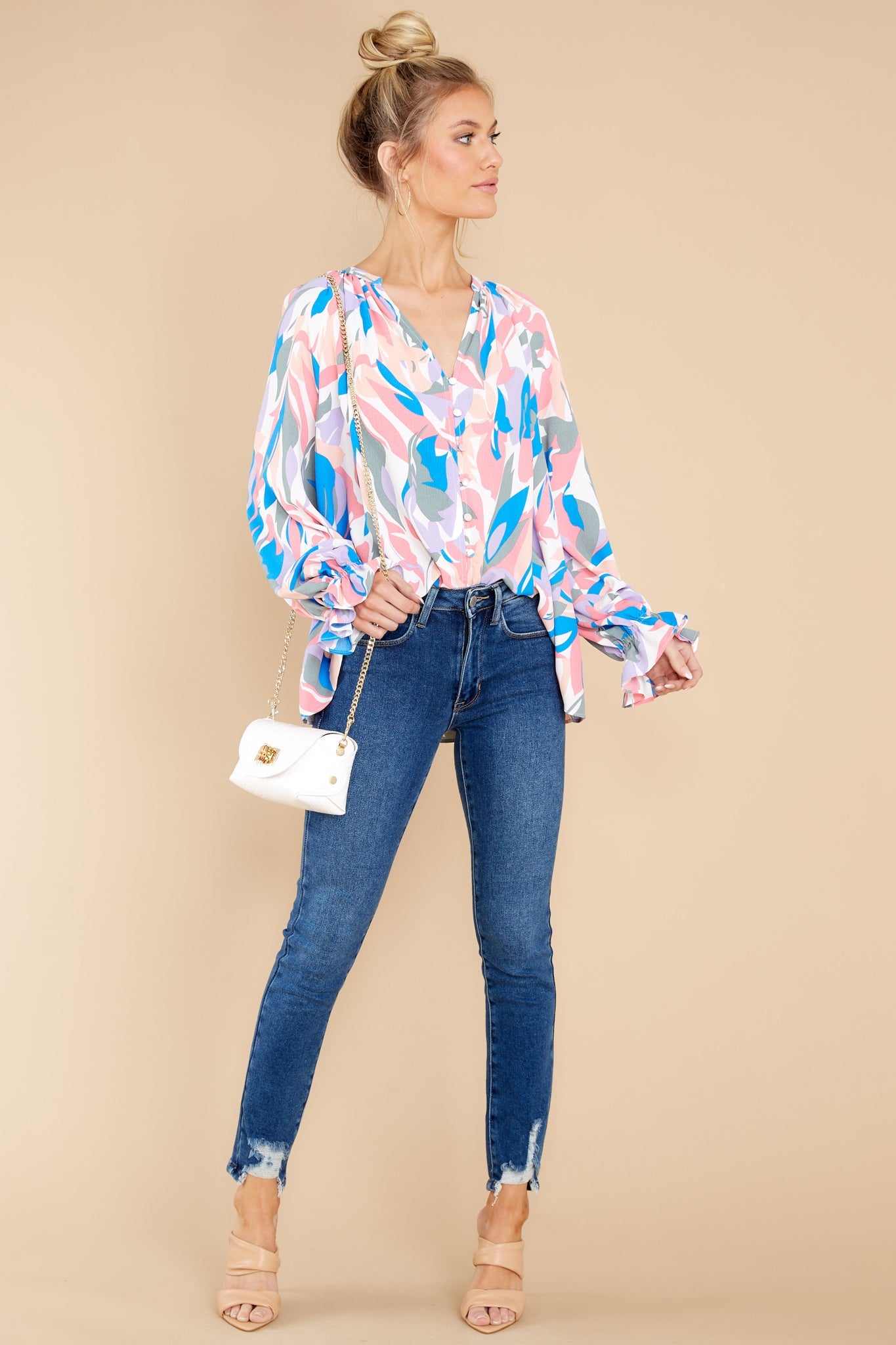 Bold And Beautiful Blue Multi Print Top