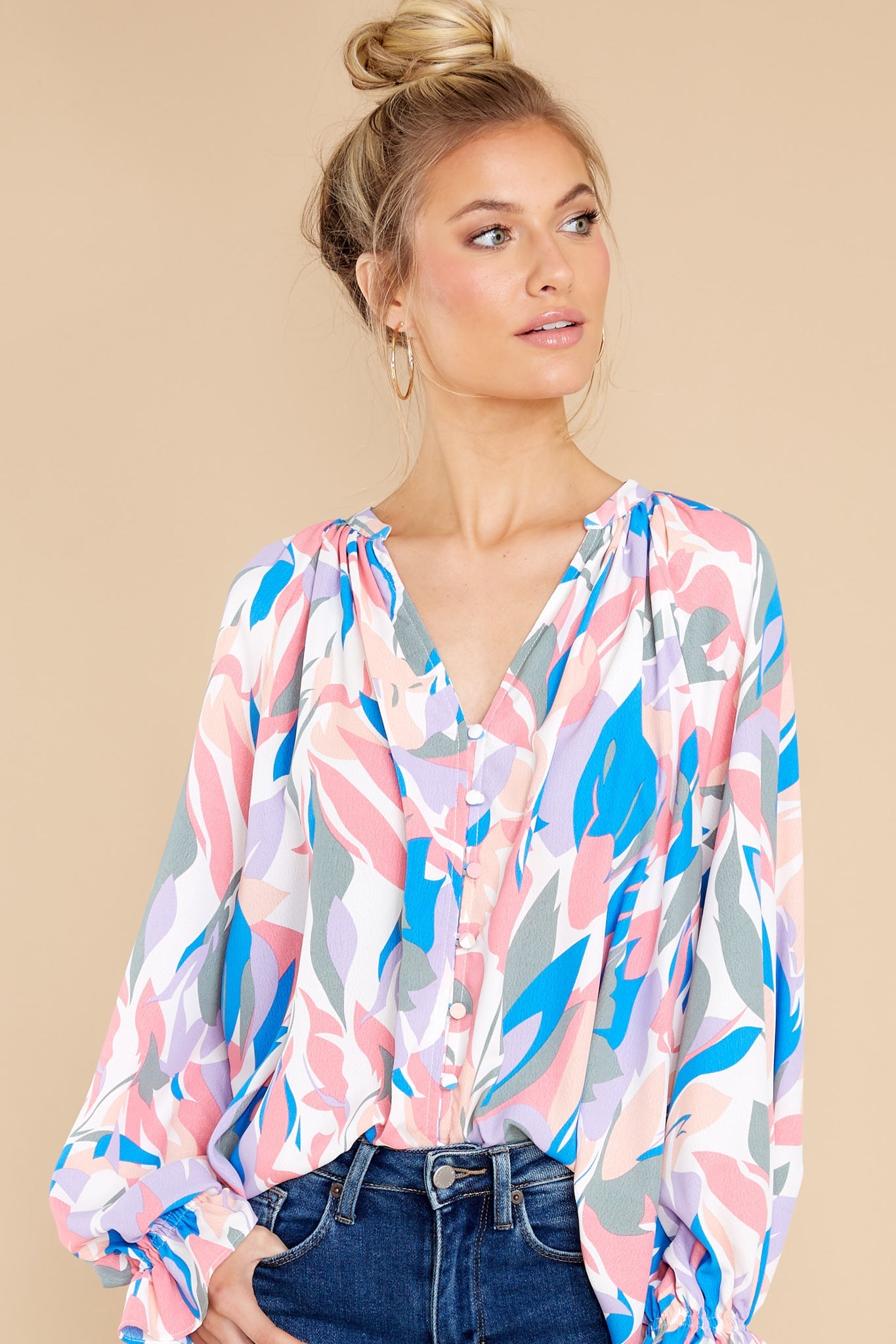 Bold And Beautiful Blue Multi Print Top