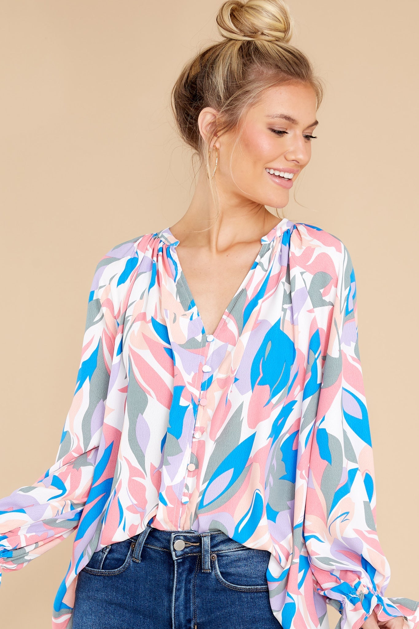 Bold And Beautiful Blue Multi Print Top